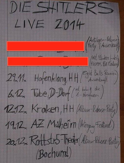 shitlers, die - konzerte 11+12.2014